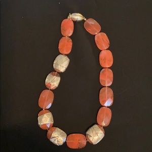 Pink quartz and silver necklace